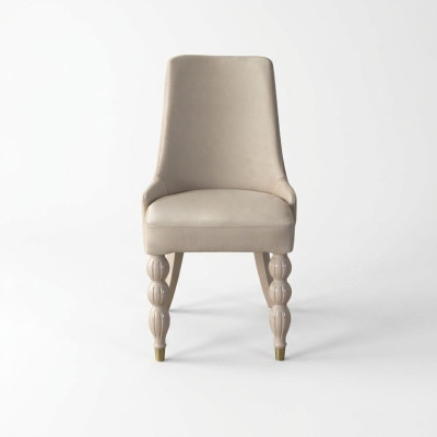 Moderne sedie da pranzo di design, sedie da cucina x6 in tessuto beige.