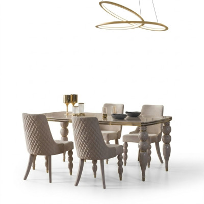 Tavolo da pranzo beige Tavolo di lusso in legno Mobili per sala da pranzo di design Nuovo