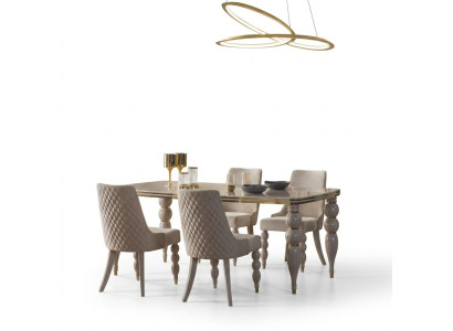 Tavolo da pranzo beige Tavolo di lusso in legno Mobili per sala da pranzo di design Nuovo