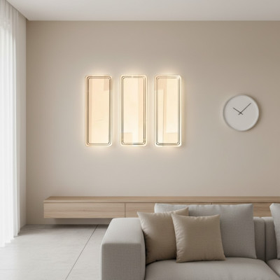 Set di specchi moderni dorati - specchio da parete, tavolo da toeletta, 3 pezzi.