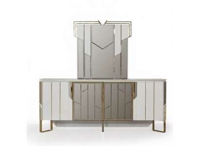 Mobile portaoggetti di lusso con specchio credenza comò armadietto in legno design bianco
