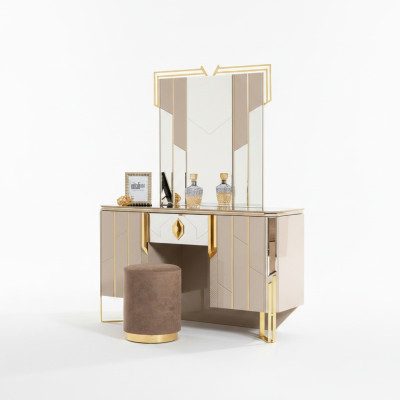 Tavolo da toeletta Specchio Tavolo da trucco Consolle da trucco Tavolo consolle Beige
