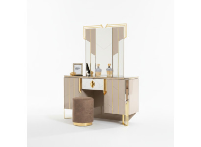 Tavolo da toeletta Specchio Tavolo da trucco Consolle da trucco Tavolo consolle Beige