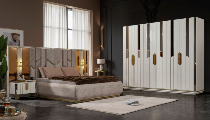 Camera da letto completa letto matrimoniale armadio comodini bianco 4 pezzi