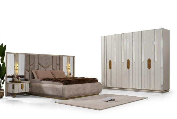 Camera da letto completa letto matrimoniale armadio comodini bianco 4 pezzi