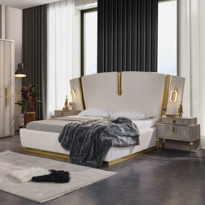 Camera da letto set letto matrimoniale Comò Comodini Bianco 3 pezzi lusso
