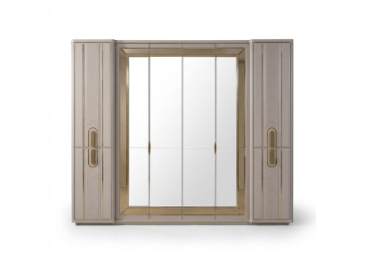 Mobile guardaroba di lusso in legno con specchio beige