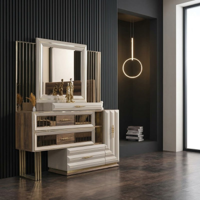 Tavolo trucco Tavolo da toeletta Console trucco Consolle Beige Ragazza