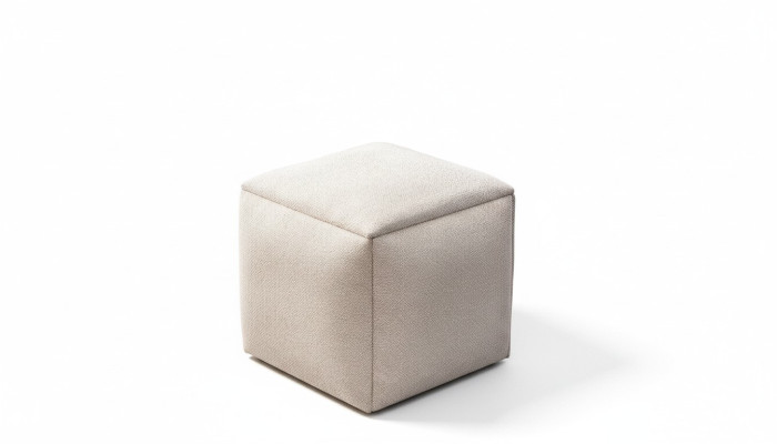 Sgabello Puff Poggiapiedi Bellezza in Tessuto Beige Moderno