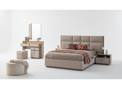Mobili da camera da letto di lusso Letto matrimoniale Comodini Grigio Armadio 6 pezzi Letto
