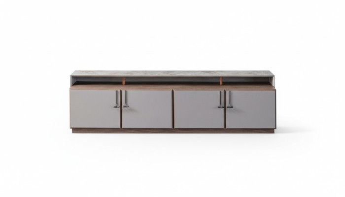 Mobile TV Stand RTV Lowboard Gray Living Room Wooden Table Cabinet