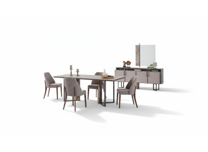 Gruppo da pranzo angolo pranzo tavolo sedie legno grigio sala da pranzo 9 pezzi credenza
