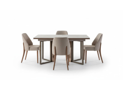 Abito da pranzo, gruppo da pranzo, angolo pranzo, tavolo da pranzo, sedie in legno grigio 7 pezzi