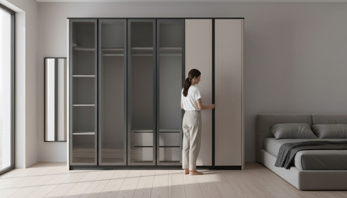 Mobile guardaroba in legno moderno grigio