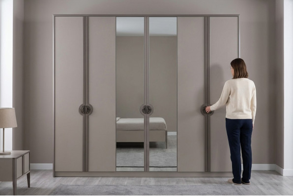 Armadio Armadio guardaroba Armadio Armadio moderno in legno Grigio