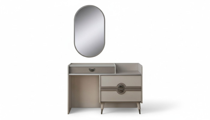 Tavolo da toeletta Panchetta da toeletta Console da trucco Specchio Tavolo consolle Grigio