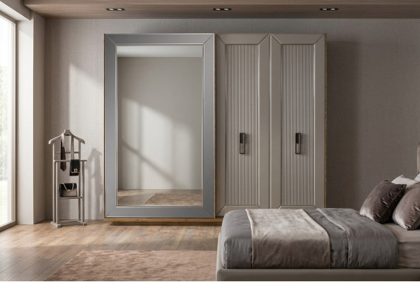 Armadio guardaroba Armadio Specchio Armadio in legno Beige