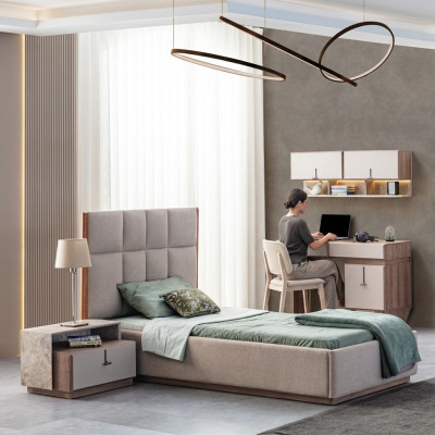 Designer di mobili per la camera dei bambini Letto singolo in legno Comodino Tavolo scrivania Set di 4 pezzi