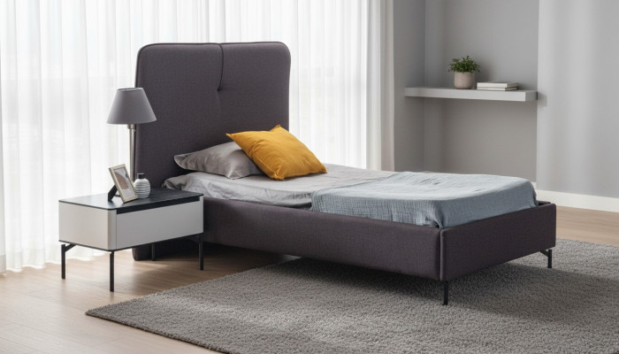 Mobili per bambini grigi, comodino in legno per bambini di design, set di lusso.