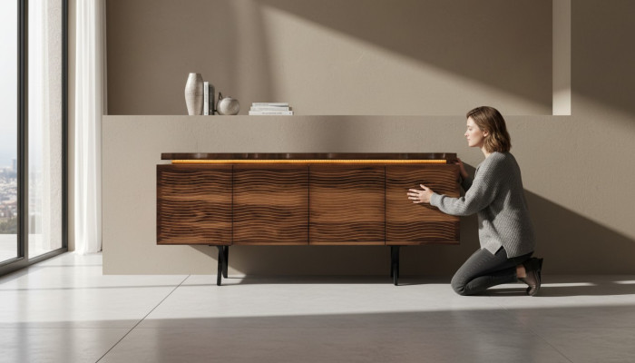 Designer credenza in legno marrone di lusso per sala da pranzo