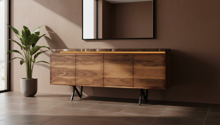 Designer credenza in legno marrone di lusso per sala da pranzo