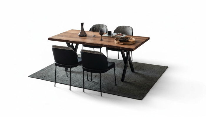 Tavolo da pranzo in legno esclusivo, moderno set da pranzo con 6 sedie imbottite.