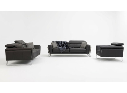 Divanetto in similpelle di design 2x tre posti Poltrona di lusso 3 pezzi