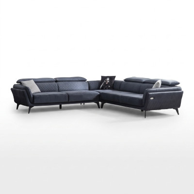 Robusto divano in tessuto grigio design a L Divano imbottito per soggiorno