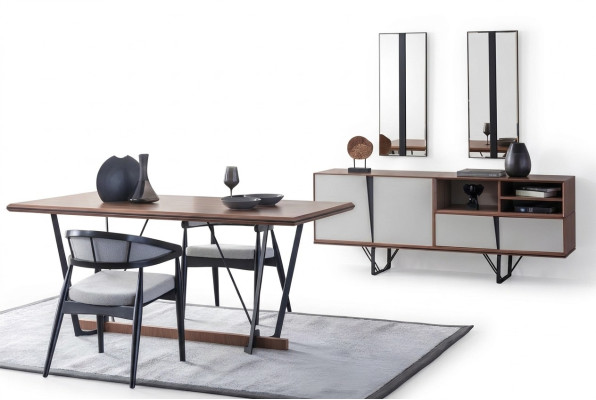 Abito soggiorno tavolo da pranzo credenza tavolo da pranzo marrone set 2 pezzi