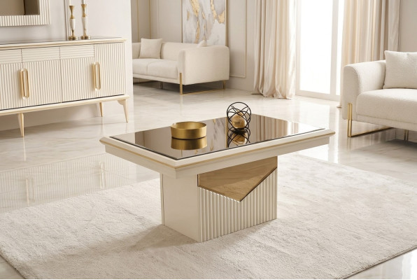 Tavolino da caffè di lusso, tavolino, tavolino da salotto, tavolino in legno beige