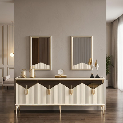 Mobile bar di lusso Vetrina mobile armadio cassettiera mobile in legno in legno beige oro