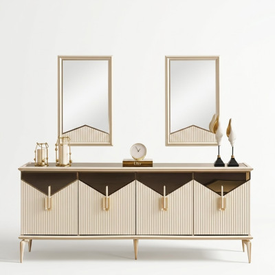 Mobile bar di lusso Vetrina mobile armadio cassettiera mobile in legno in legno beige oro