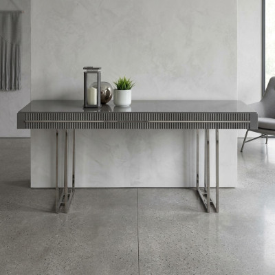 Tavolo da pranzo moderno in legno grigio per sala da pranzo.