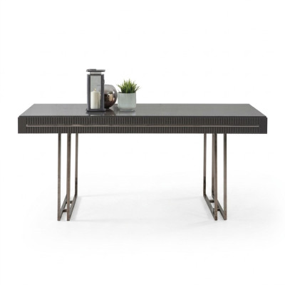 Tavolo da pranzo moderno in legno grigio per sala da pranzo.