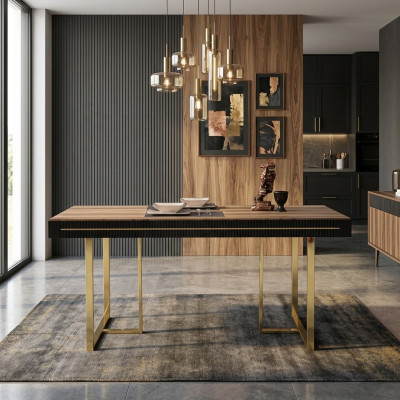 Tavolo da pranzo in legno, tavolo da pranzo, tavolo da pranzo, tavolo, sala da pranzo, angolo cottura, legno, marrone.