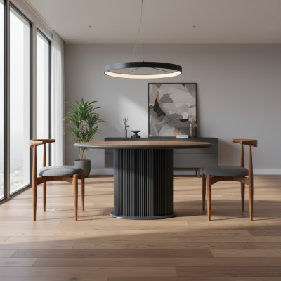 Gruppo da pranzo moderno Set completo per sala da pranzo Tavolo Sedie 3 pezzi Marrone