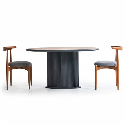 Gruppo da pranzo moderno Set completo per sala da pranzo Tavolo Sedie 3 pezzi Marrone
