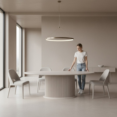 Tavolo da pranzo di lusso in legno beige per sala da pranzo