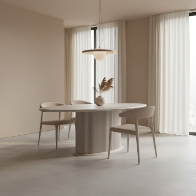 Tavolo da pranzo di lusso in legno beige per sala da pranzo