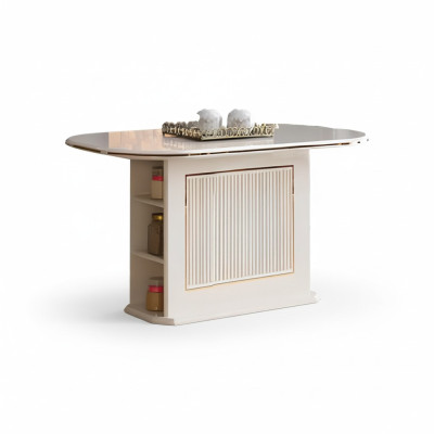 Tavolo da pranzo moderno in legno beige per sala da pranzo.