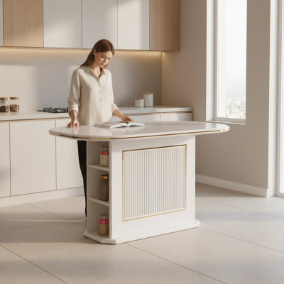 Modern Tavolo da pranzo in legno beige per la sala da pranzo.