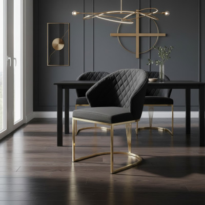 sedie da pranzo Sedie imbottite Sedie da cucina Sedie in legno Set 4 pezzi Nero