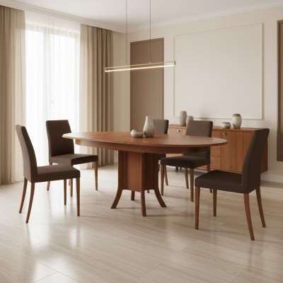 Tavolo da pranzo classico in legno marrone piccolo