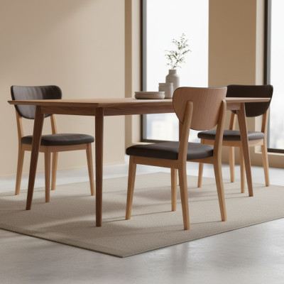 Sedia da cucina Sedia in legno Sedia da pranzo Marrone Legno Sedia classica Tessuto