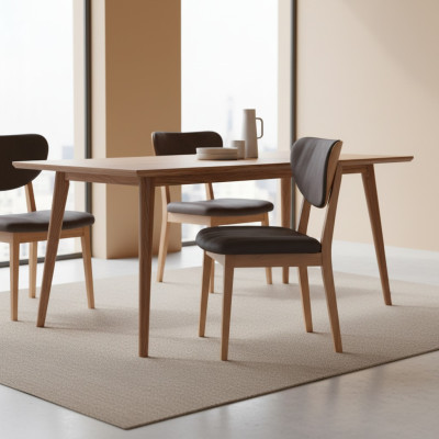 Sedie da pranzo in un set di sedie da cucina in legno 4 pezzi marrone legno