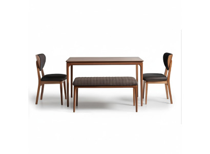 Gruppo da pranzo angolo cottura set legno sala da pranzo tavolo sedie 5 pezzi marrone