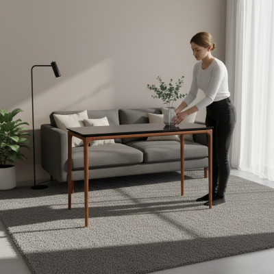 Tavolo da pranzo classico in legno marrone 130 cm