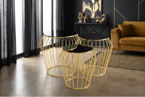 Tavolini da caffè completi Tavolini da salotto Tavolini bassi 3 pezzi Tavolini d'oro