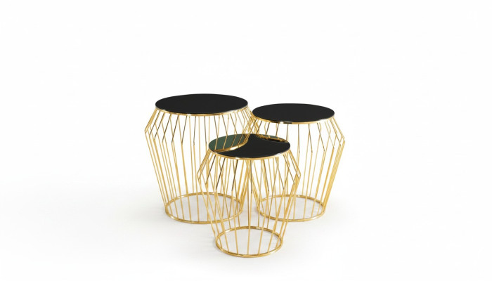 Tavolini da caffè completi Tavolini da salotto Tavolini bassi 3 pezzi Tavolini d'oro