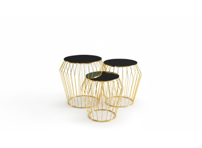 Tavolini da caffè completi Tavolini da salotto Tavolini bassi 3 pezzi Tavolini d'oro